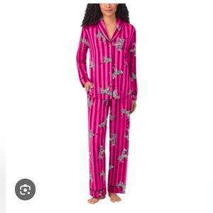 Room Service Womens 2-Piece Shawl Collar Pajama Set PINK
